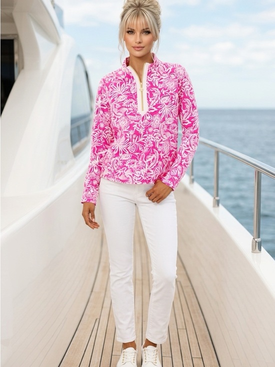 Lilly Pulitzer Tops - Lilly Pulitzer Ashlee Popover Passion Fruit Pink Absolutely Flamazing size small